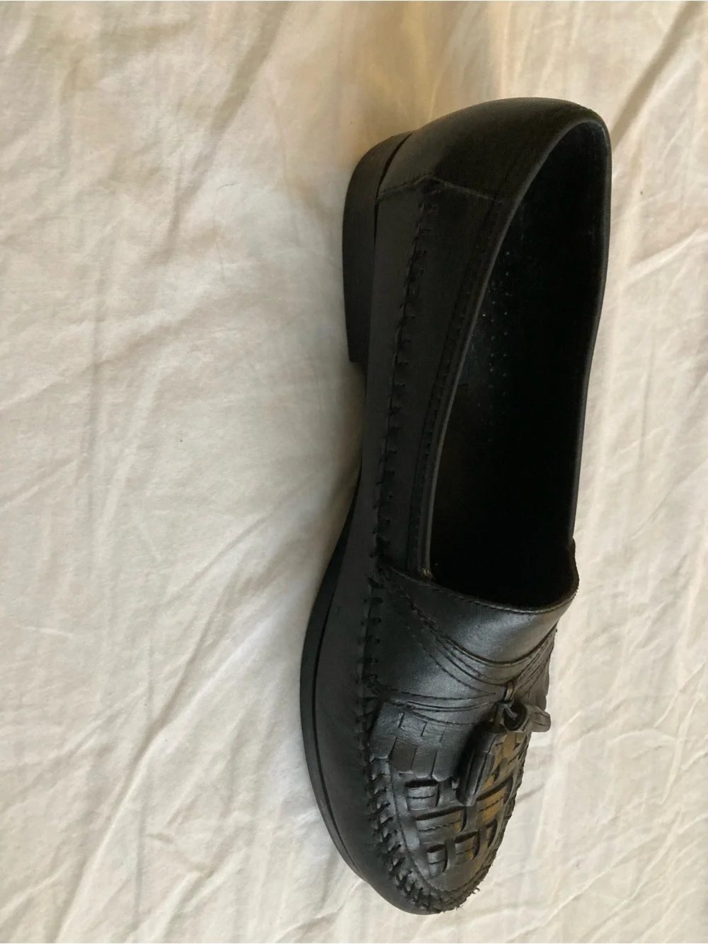Black Leather Tassel Woven Loafers Sz 10M Giorgio Brutini